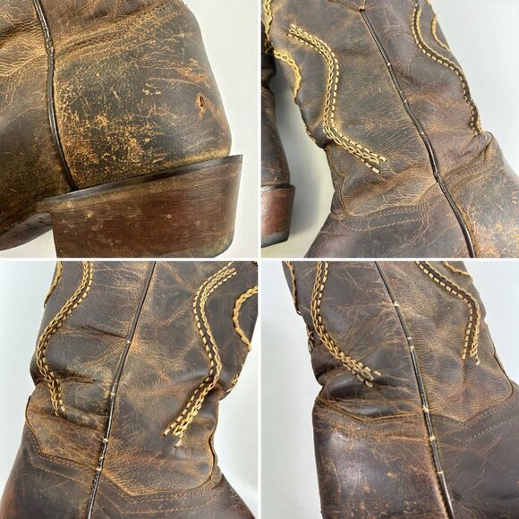 Dan Post Albany Boot Western Cowboy Brown Leather Bucklace Pull One Mens 9 EWide - Picture 11 of 16